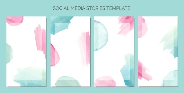 Abstract watercolor as background of social media stories template