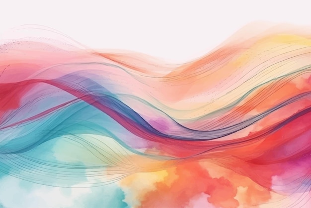 Abstract watercolor background with colorful lines