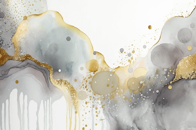 Abstract watercolor background with gold glitter