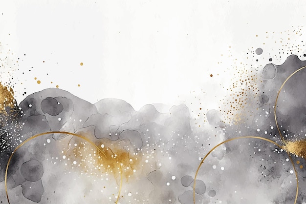 Abstract watercolor background with gold glitter