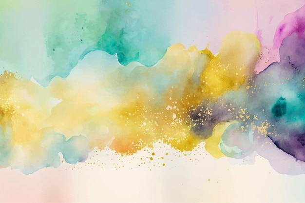 Abstract watercolor background with gold glitter