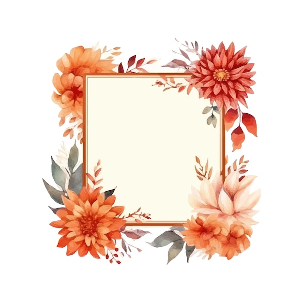 Abstract watercolor boho floral frame