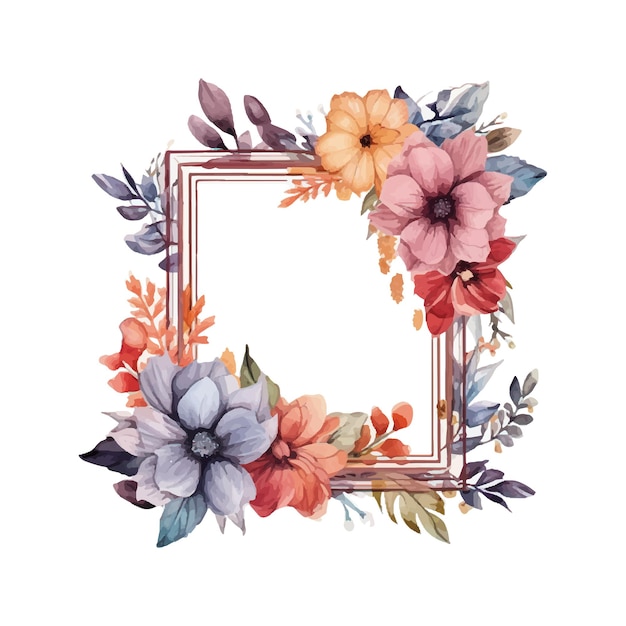 Vector abstract watercolor boho floral frame