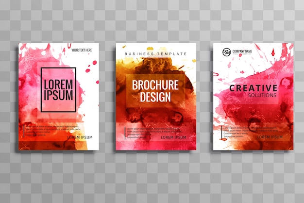 Vector abstract watercolor business brochure set design