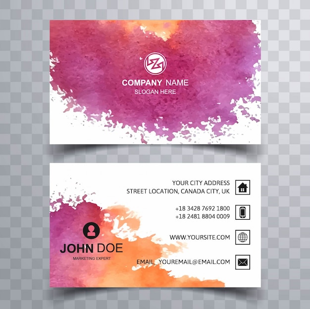 Vector abstract watercolor business card design