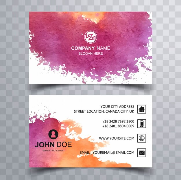 Abstract watercolor business card design