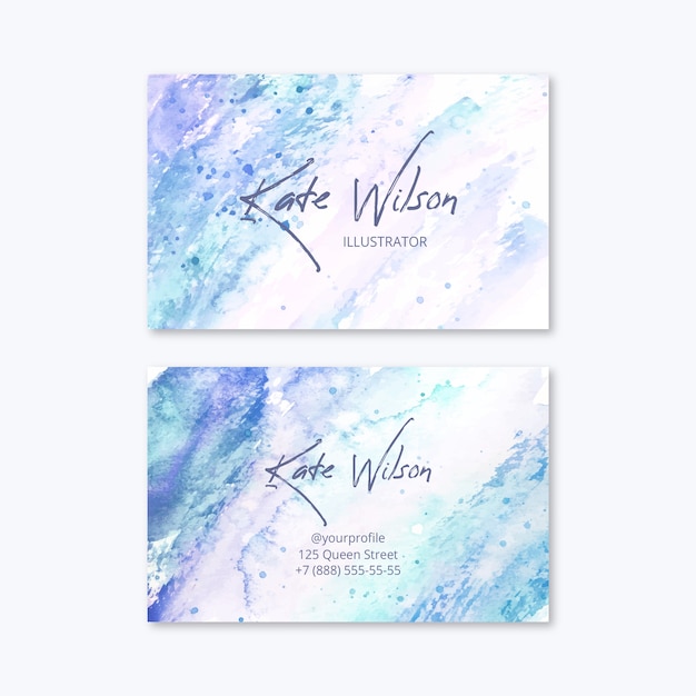 Abstract watercolor business card set template