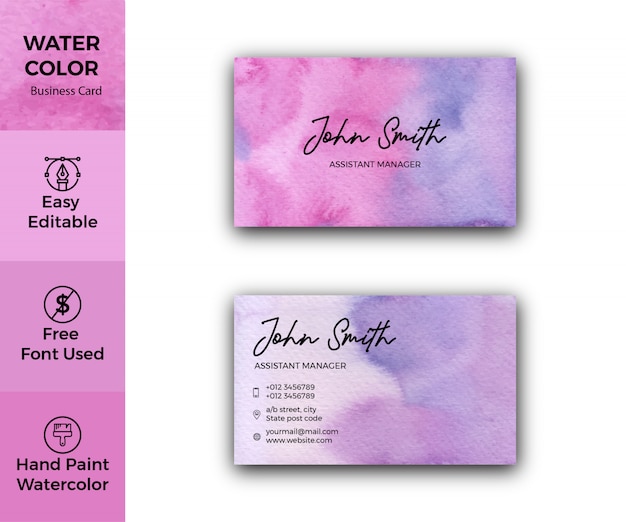 Vector abstract watercolor business card