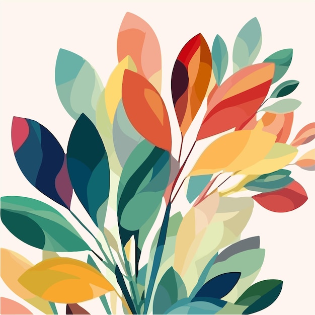 Vector abstract watercolor colorful flower white background flat colors vector illustration digital art