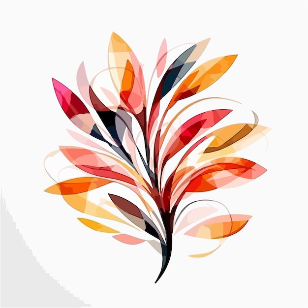 abstract watercolor colorful flower white background flat colors vector illustration digital art