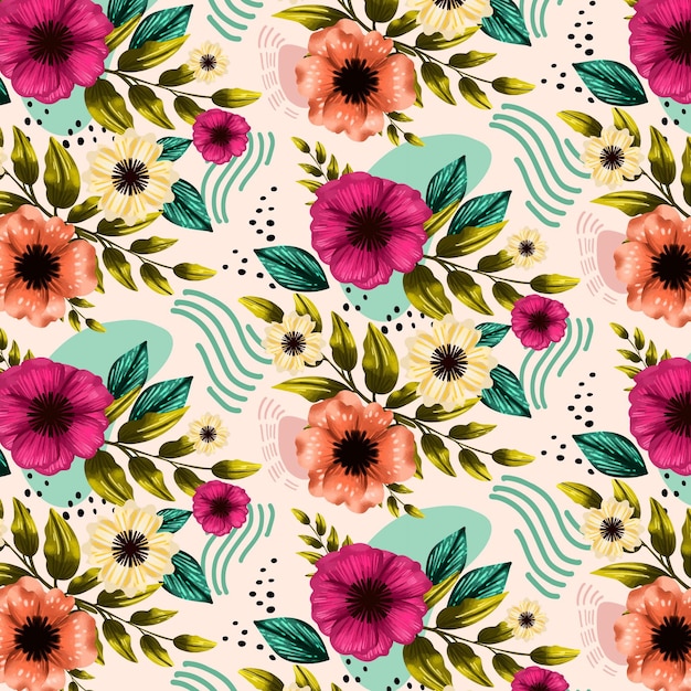 Abstract watercolor floral patterns