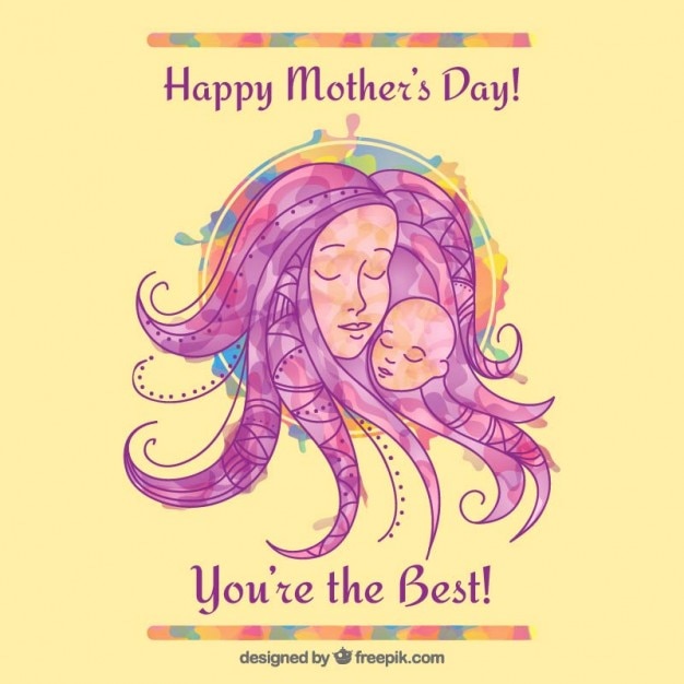 Vector abstract watercolor hand painted mother's day background