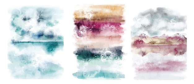 Vector abstract watercolor landscape hand drawn background