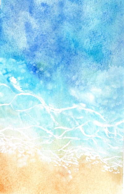 Abstract watercolor sea and wave background