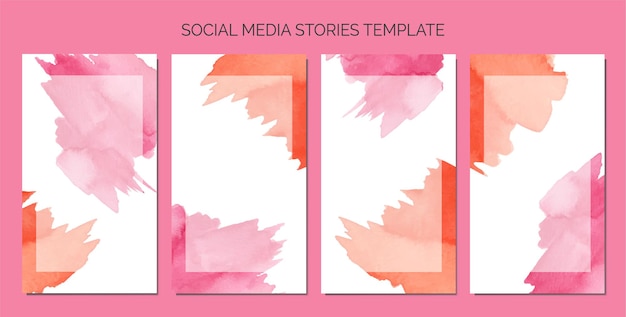 Abstract watercolor stain as background of social media stories template