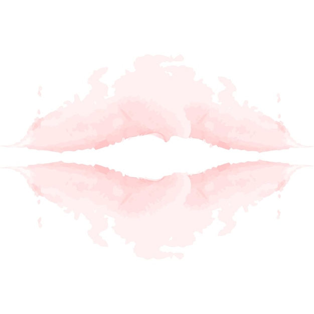 トレンディな柔らかいピンク色の唇の形をした抽象的な水彩染み