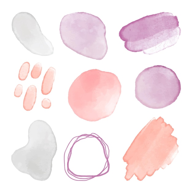 Abstract watercolor stains collection