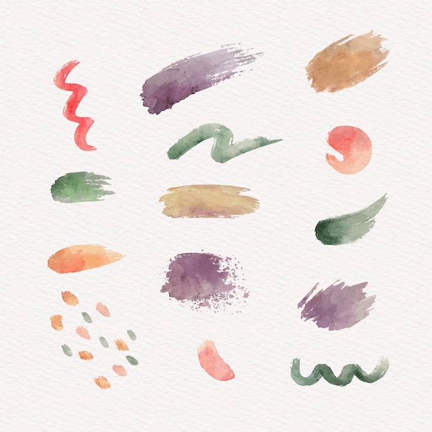 Vector abstract watercolor stroke set