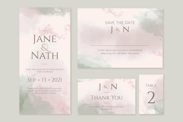 Vector abstract watercolor wedding stationery