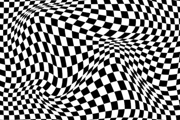 抽象的な波の背景黒と白の波状の縞模様または線のデザインオプティカル アート