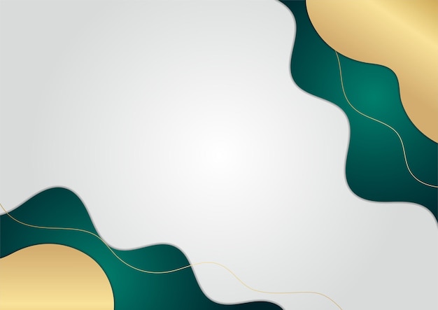 Abstract wave background in gold and green color. Luxury and elegant background. Abstract template design. Design for presentation, banner, cover, business card