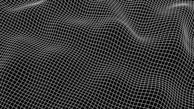 Абстрактный волновой фон с точками и линиями соединения Технологическая иллюстрация Футуристическая современная динамическая волна
