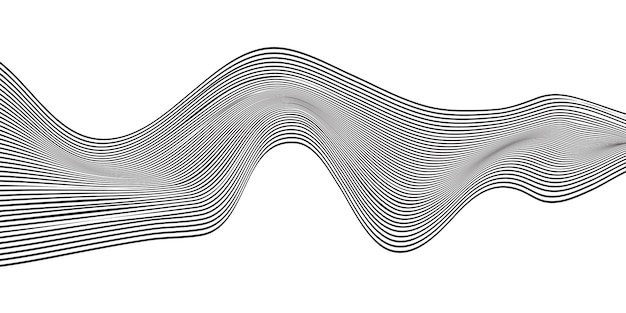 Vector abstract wave black line white background.