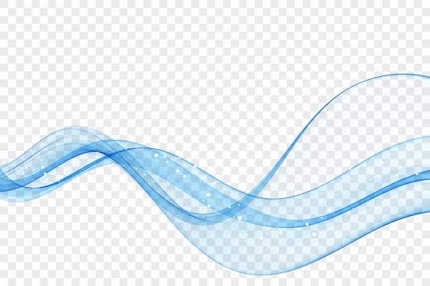 Vector abstract wave of blue smoke transparent flow of blue lines design element