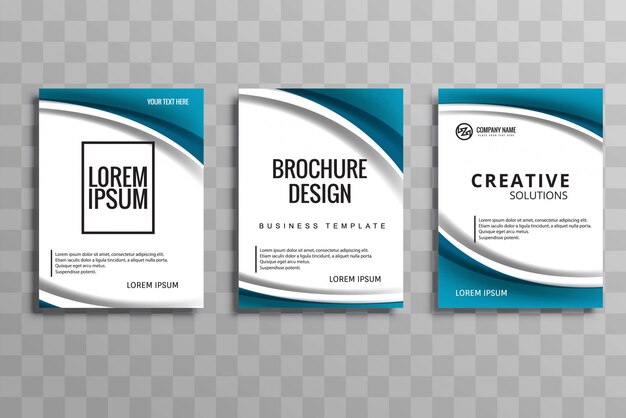 Abstract wave business brochure set template design