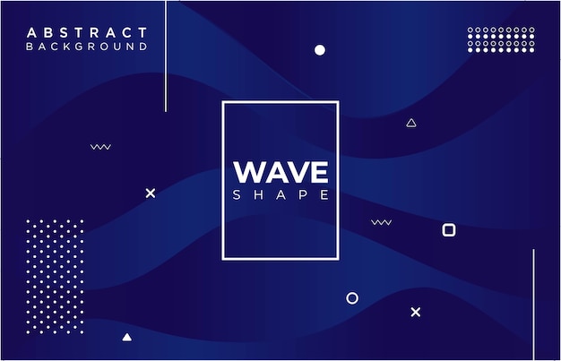 Vector abstract wave dark blue gradient background