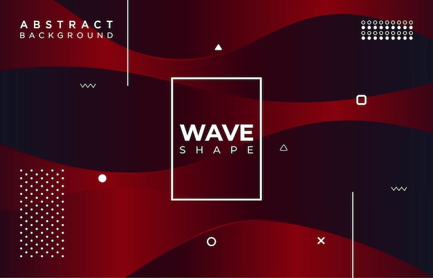 Vector abstract wave dark red gradient background