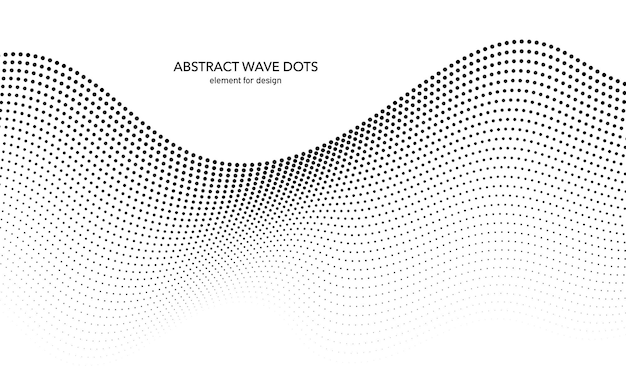 Vettore elemento punteggiato di onde astratte per il design linea stilizzata con sfondo dot equalizzatore di traccia digitale