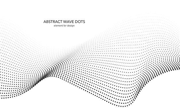 Vector abstract wave dotted element for design stylized line with dot background digital track equalizer