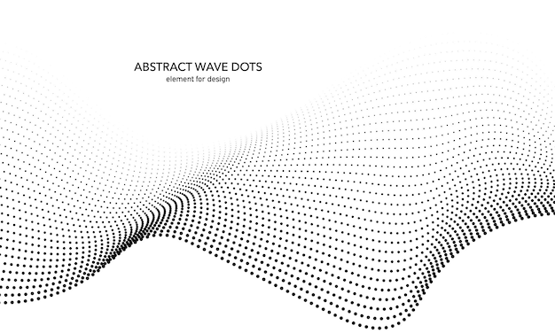 Vettore elemento punteggiato di onde astratte per il design linea stilizzata con sfondo dot equalizzatore di traccia digitale