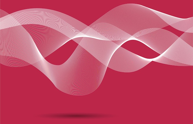 Abstract wave element for design Digital frequency track equalizer Colorful shiny wave with lines created using blend tool Curved wavy line smooth stripe Viva Magenta color background