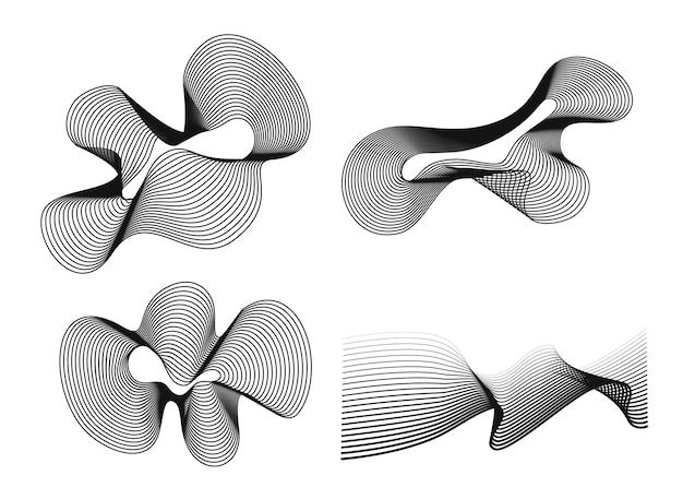 Abstract wave element for design. Stylized line art background curved wavy line, smooth stripe.