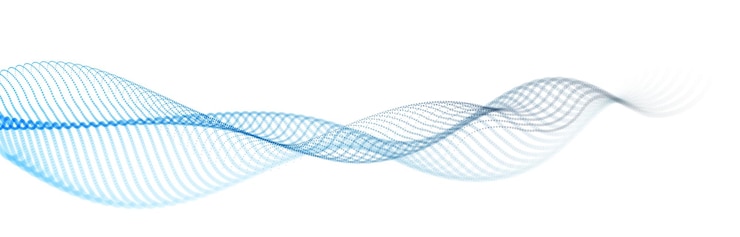 Vector abstract wave flow of runny dotted particles vector abstract background, technology and science big data flow, nanotechnology, 3d airy light mixed dots array motion.