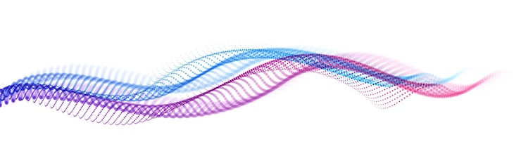 Vector abstract wave flow of runny dotted particles vector abstract background, technology and science big data flow, nanotechnology, 3d airy light mixed dots array motion.