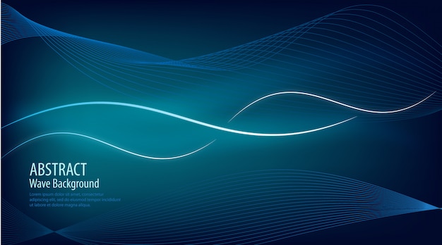 Vector abstract wave  glowing blue background