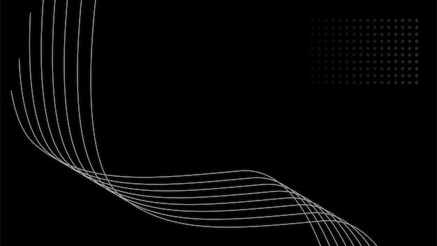 Abstract wave line art and dots halftone on black background vector stock