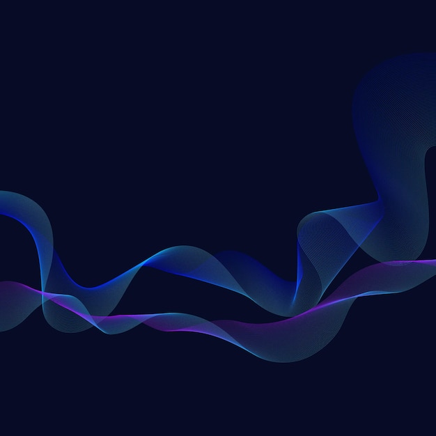 Abstract wave lines on a dark background Dynamic futuristic mesh lines