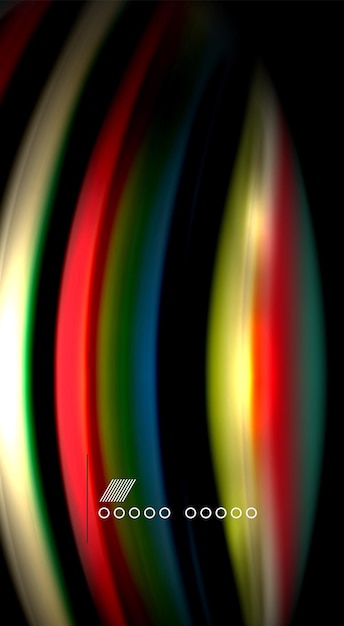 Abstract wave lines fluid rainbow style color stripes on black background artistic illustration for presentation app wallpaper banner or poster