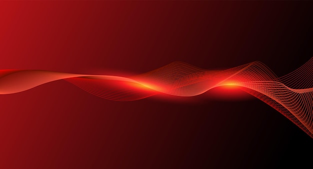 Abstract wave lines motion dark red background presentation template