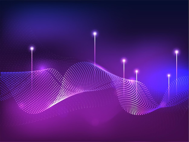 Abstract wave particle motion background with vertical light lines