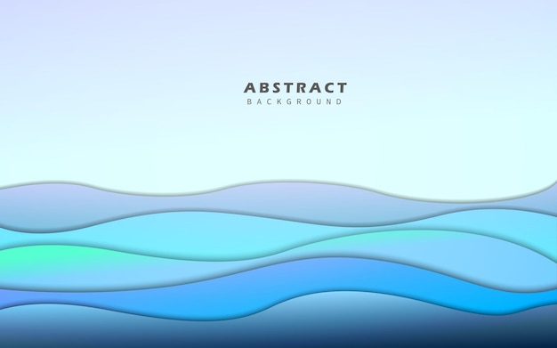 Abstract wave shape papercut blue color background