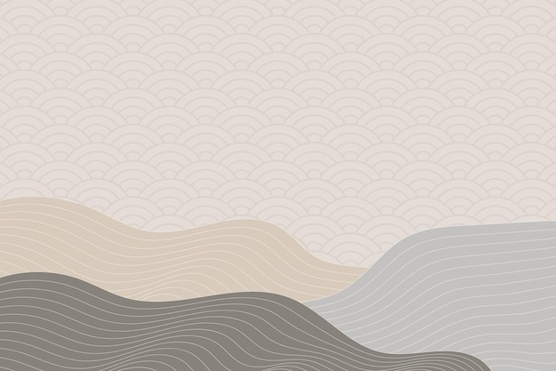 ベクトル 幾何学的な日本のパターンと波状の縞模様の抽象的な波スタイルの背景