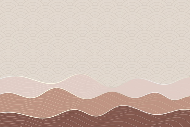 Abstract wave style background with geometric japanese pattern and wavy striped lines