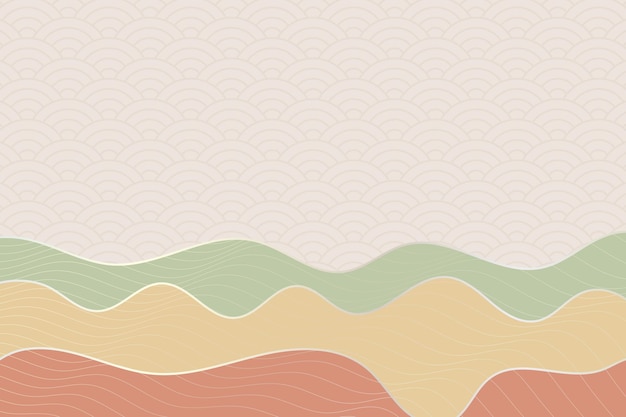 Abstract wave style background with geometric japanese pattern and wavy striped lines