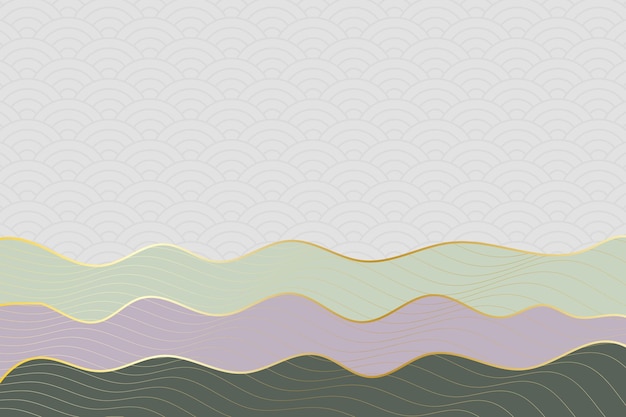 Sfondo astratto stile onda con motivo geometrico giapponese e linee ondulate a strisce