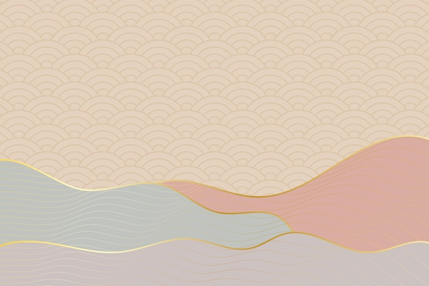 Abstract wave style background with geometric japanese pattern and wavy striped lines